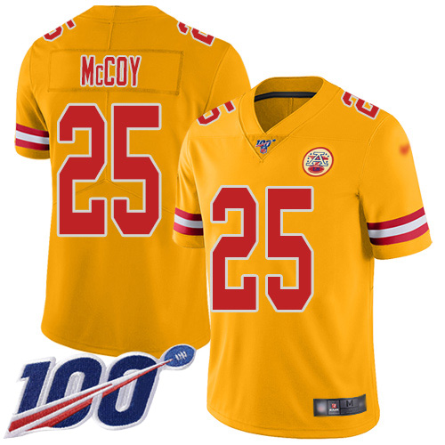 Men Kansas City Chiefs #25 McCoy LeSean Limited Gold Inverted Legend 100th Season Football Nike NFL Jersey